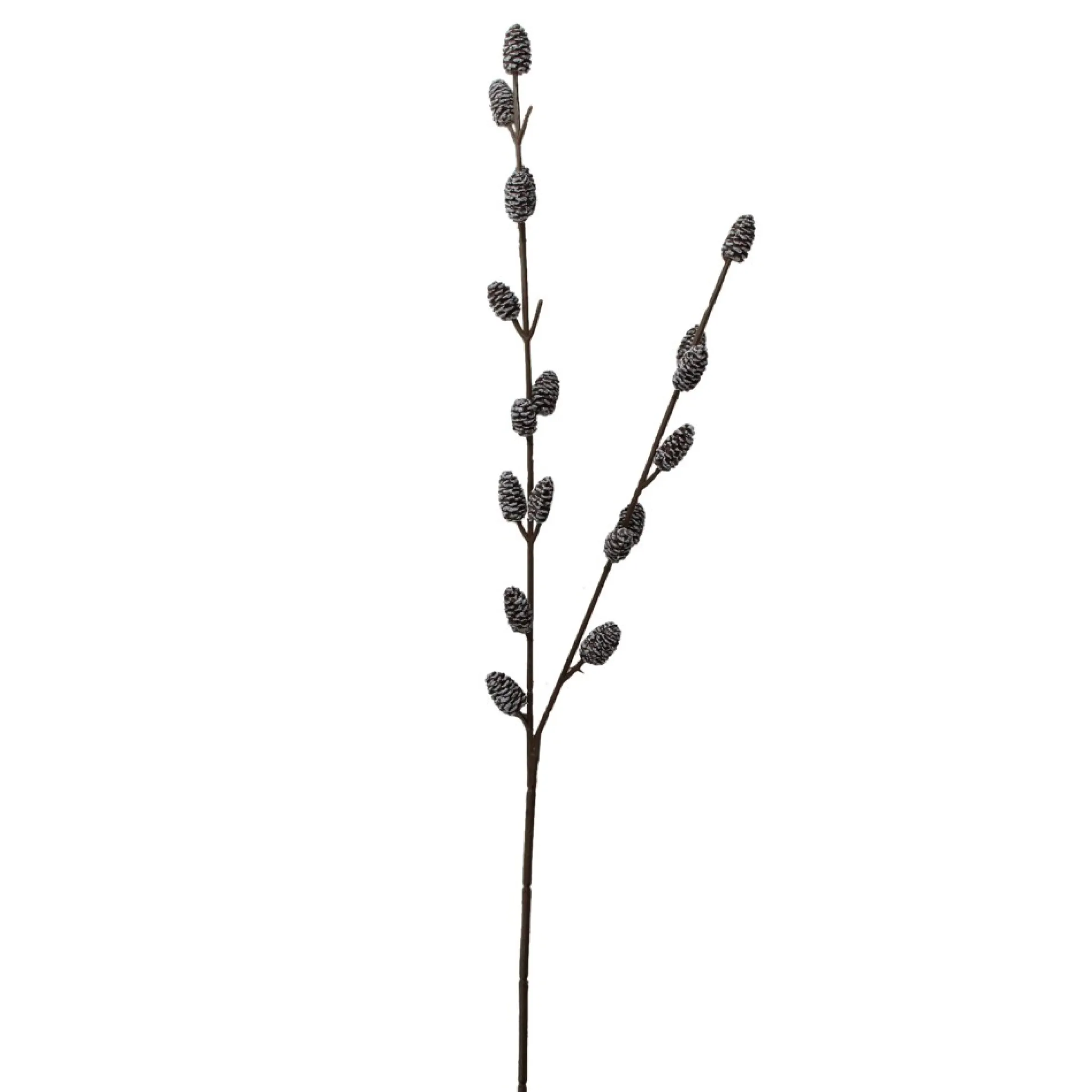 27" Brown And White Snowy Pine Cones Christmas Spray