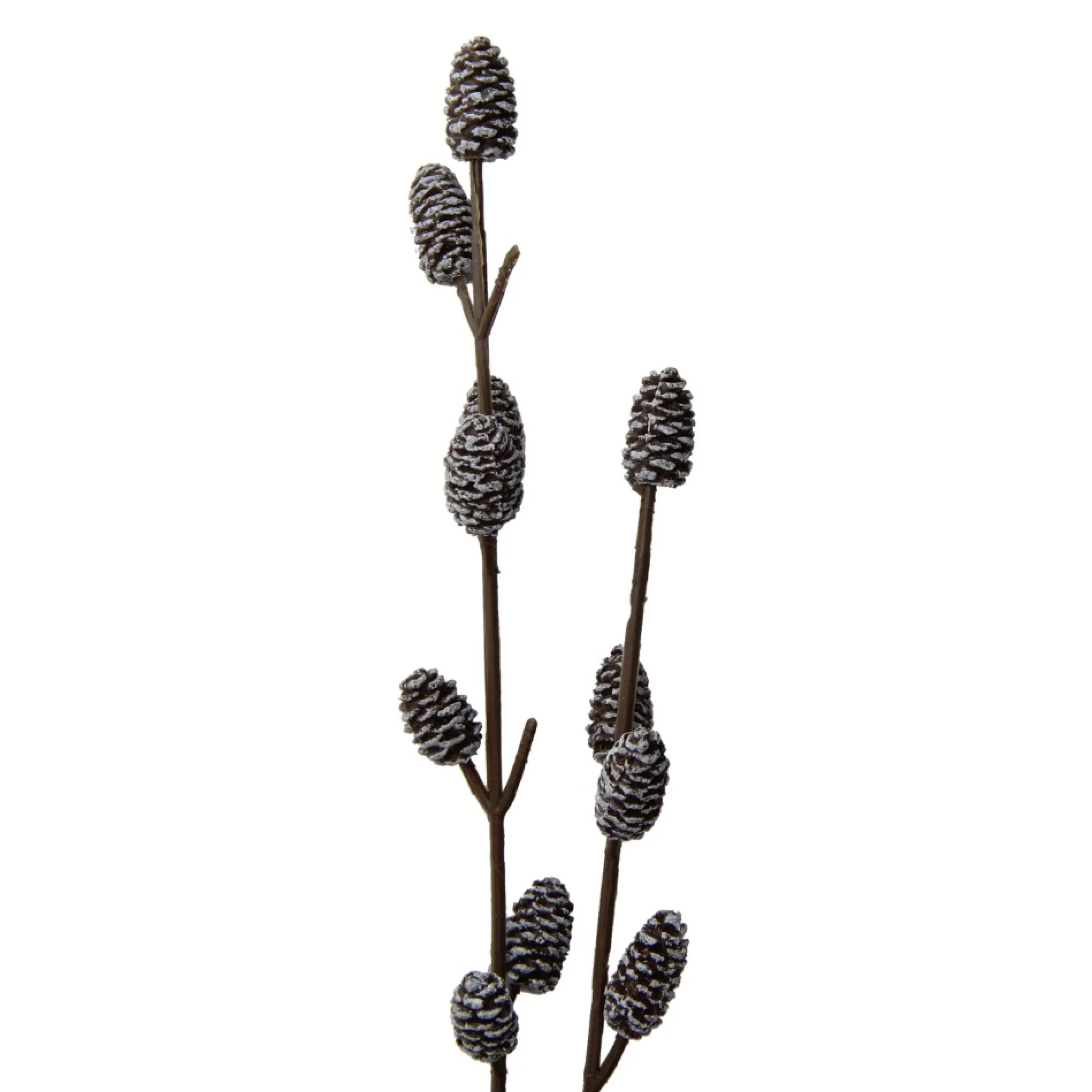 27" Brown And White Snowy Pine Cones Christmas Spray