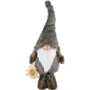 33" Brown And White Woodland Gnome With Striped Pants Christmas Figurine