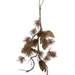 22" Brown Artificial Leaves And Pine Cones Christmas Swag
