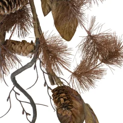 22" Brown Artificial Leaves And Pine Cones Christmas Swag