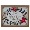 11.8" Brown Framed Floral "Joy, Peace, Noel" Wooden Christmas Wall Plaque