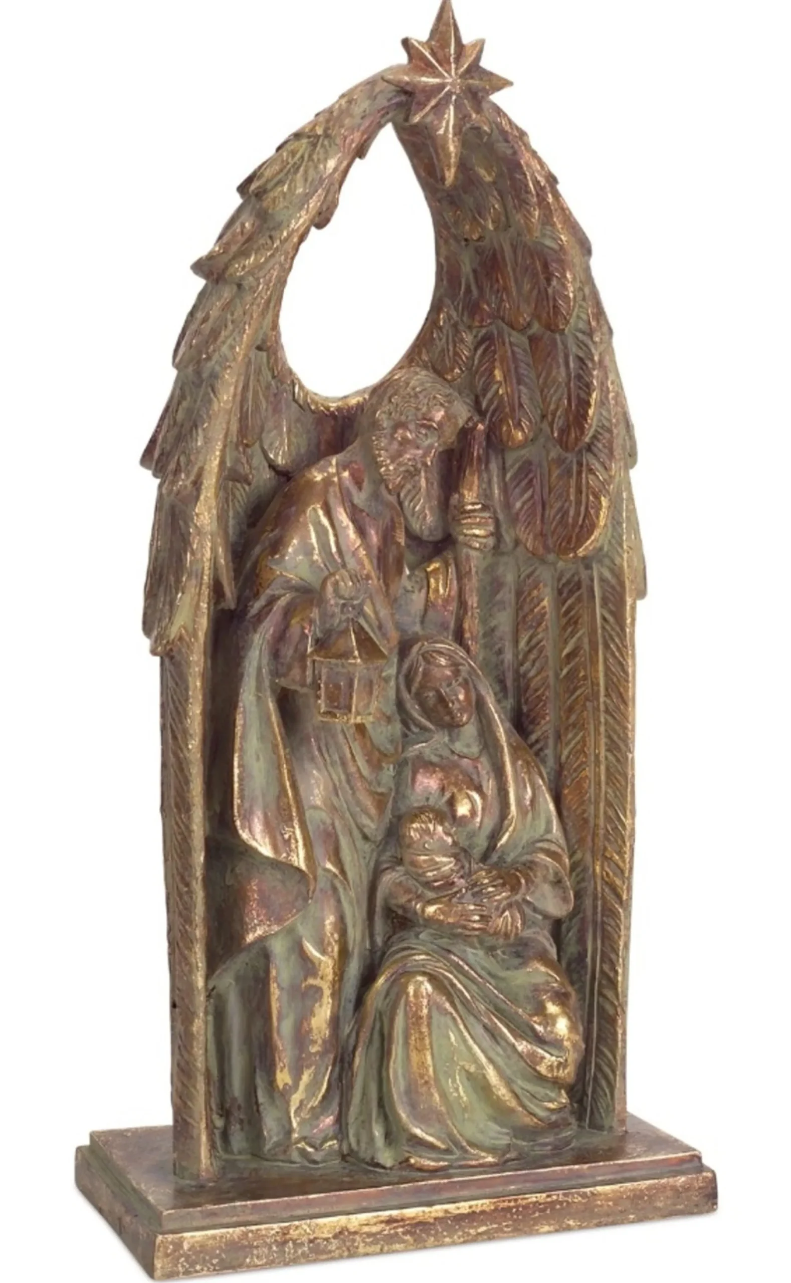 15" Brown Holy Family Nativity Scene Christmas Tabletop Figurine