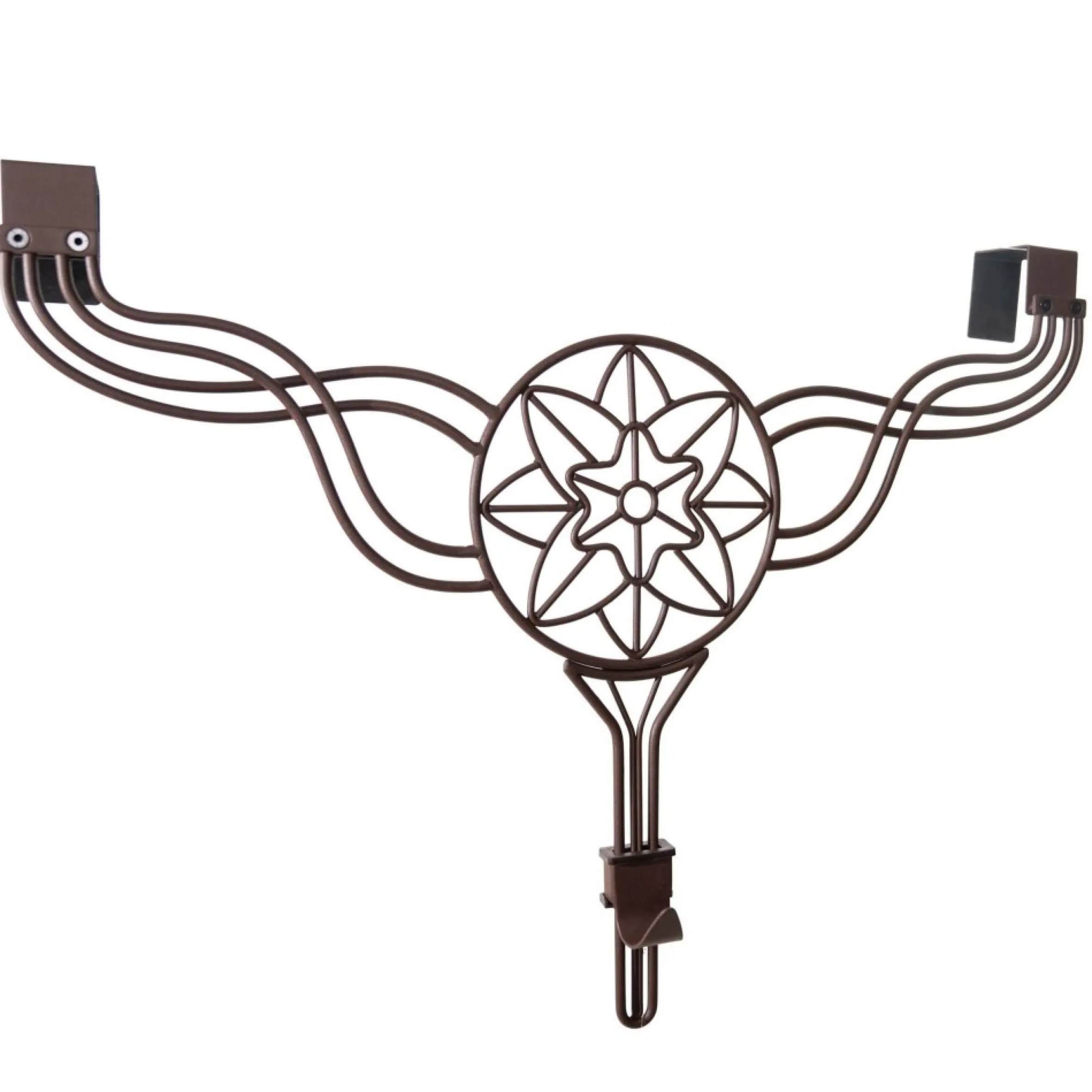 24" Brown Iron Flower Style Adjustable Wreath Hanger