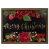 15.75" Brown "Merry Christmas" With Poinsettias Wooden Christmas Plaque