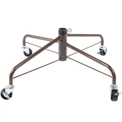24" Brown Metal Rolling Artificial Christmas Tree Stand, For 6' - 9' Trees