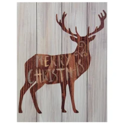 11.75" Brown Reindeer "Merry Christmas" Lighted Wall Plaque