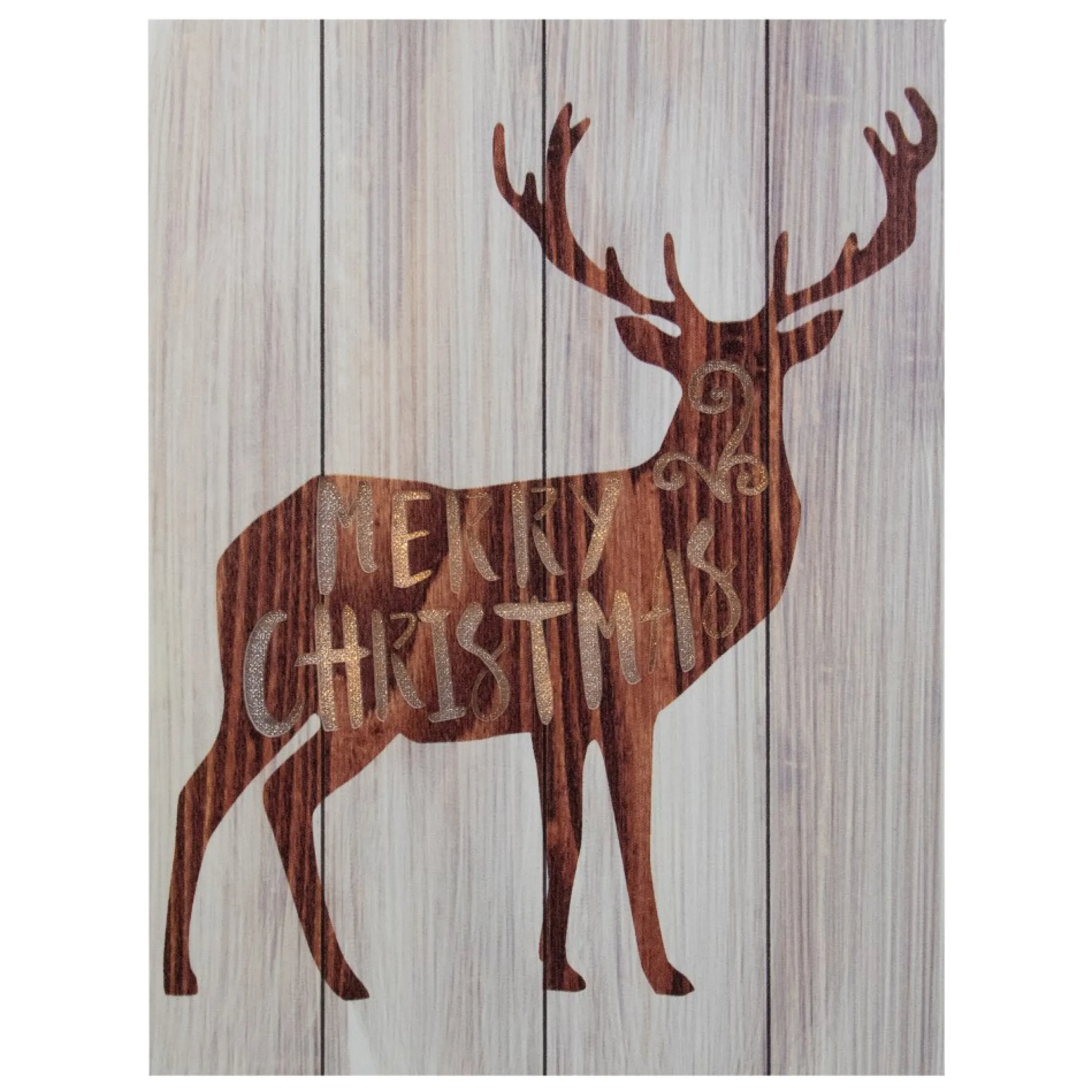 11.75" Brown Reindeer "Merry Christmas" Lighted Wall Plaque