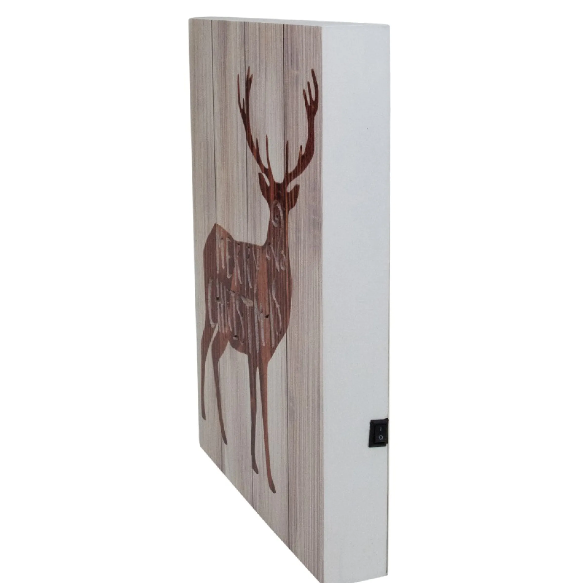 11.75" Brown Reindeer "Merry Christmas" Lighted Wall Plaque