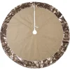48" Brown Round Christmas Tree Skirt With Champagne Sequin Border