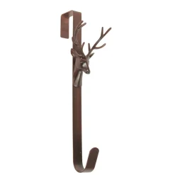 15.25" Brown Rustic Deer Over The Door Christmas Wreath Hanger