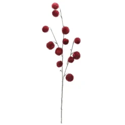 31" Burgundy Red Pom Pom Artificial Christmas Spray