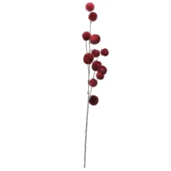 31" Burgundy Red Pom Pom Artificial Christmas Spray