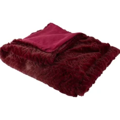 Burgundy Red Ultra Plush Faux Fur Throw Blanket 55" X 63"