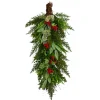 30" Cedar And Berry Artificial Christmas Teardrop Swag, Unlit