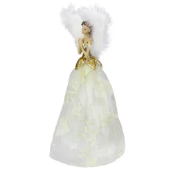 10" Champagne And White Angel Christmas Tree Topper, Unlit