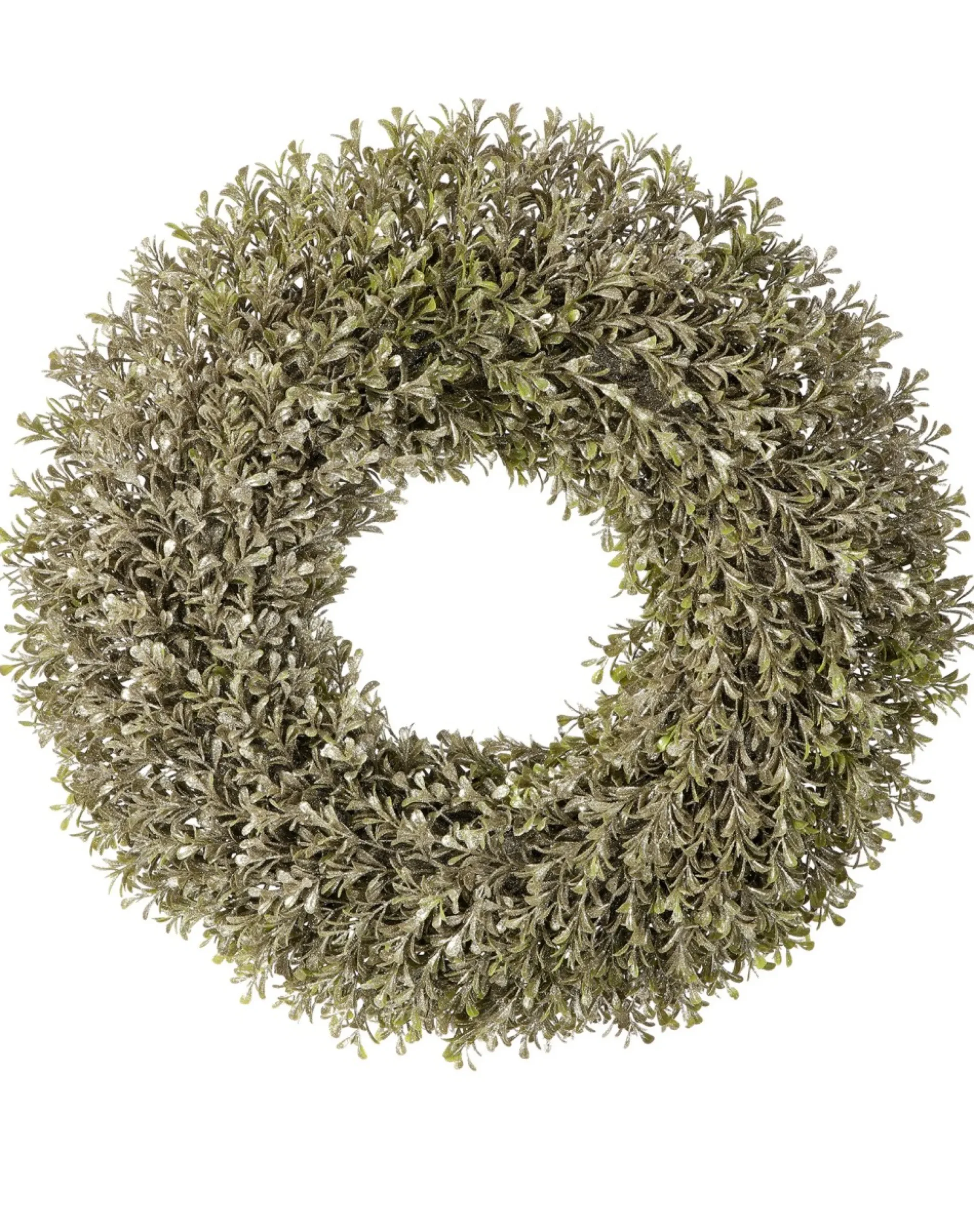 Champagne Boxwood Artificial Wreath, 20-Inch, Unlit