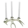 12" Champagne Deer Antler Christmas Taper Candle Holder
