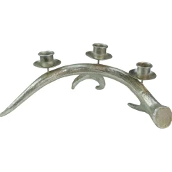 12" Champagne Deer Antler Christmas Taper Candle Holder
