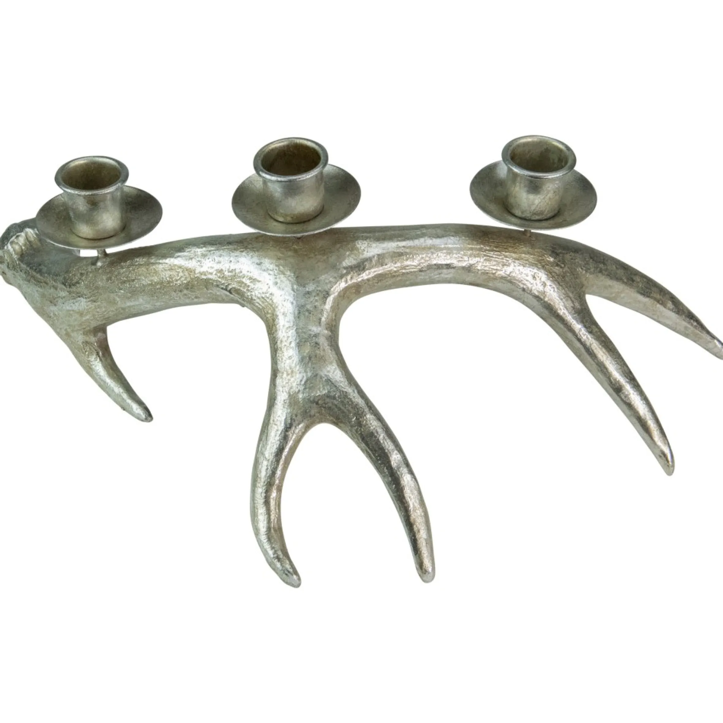 12" Champagne Deer Antler Christmas Taper Candle Holder