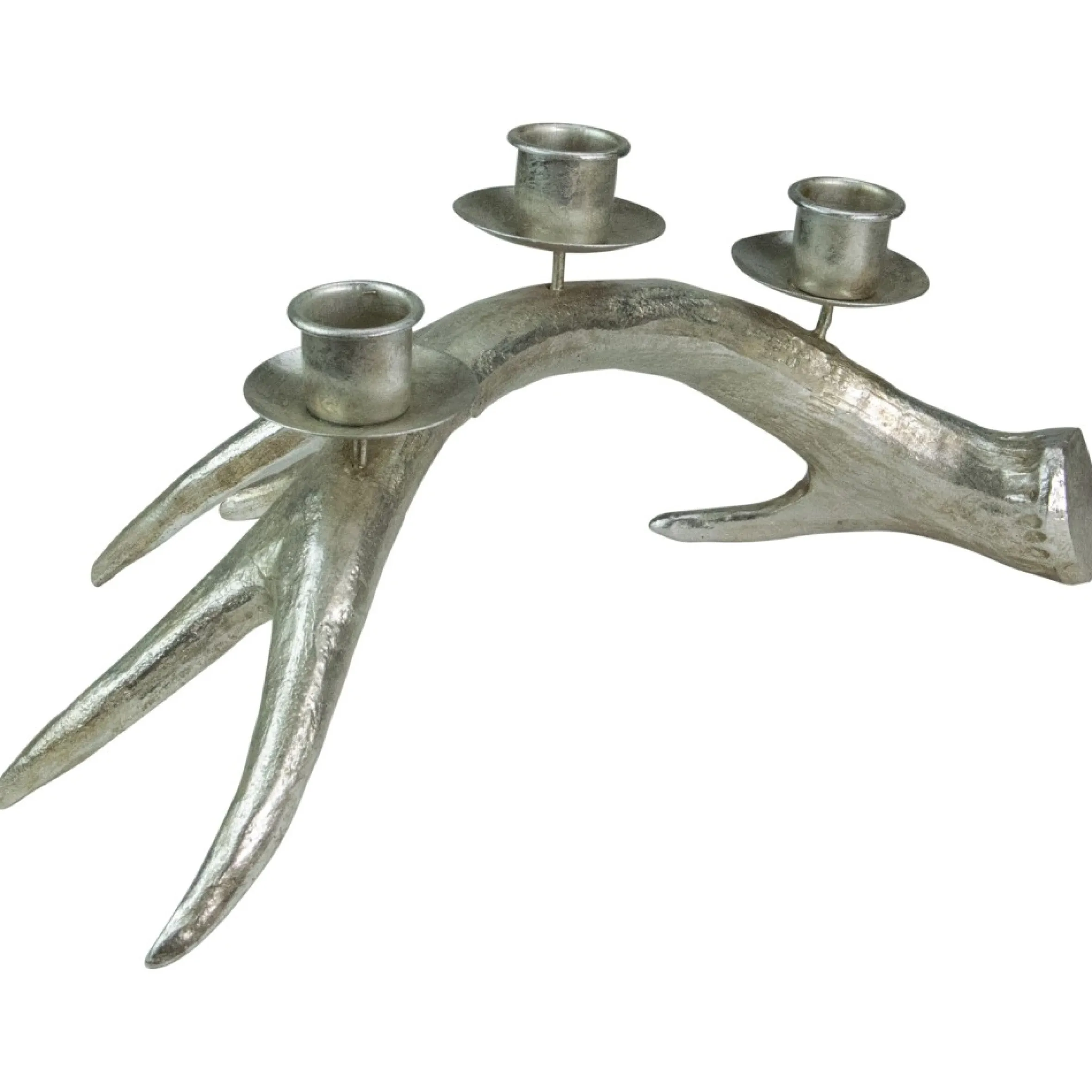 12" Champagne Deer Antler Christmas Taper Candle Holder