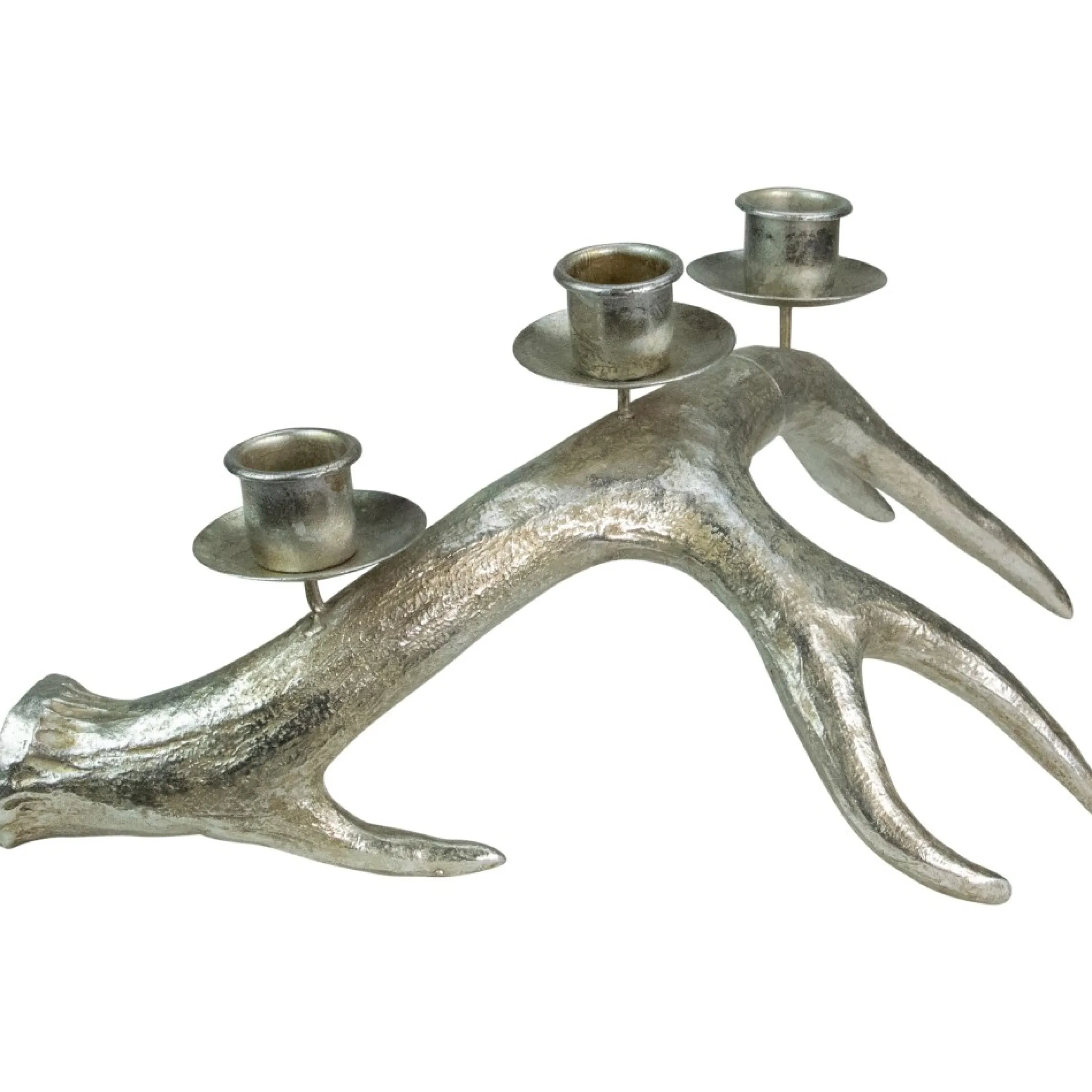 12" Champagne Deer Antler Christmas Taper Candle Holder