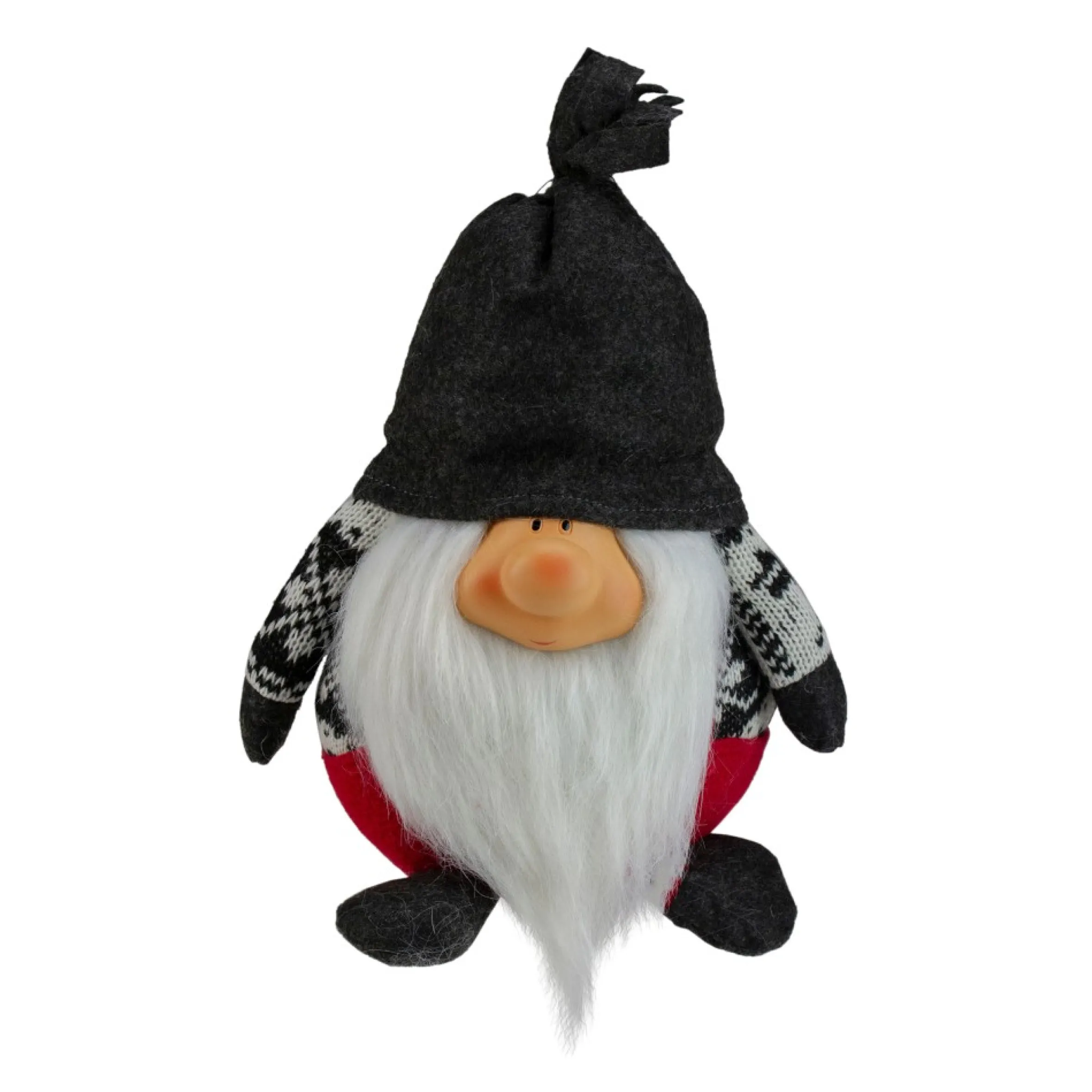 9.5" Charcoal Gray And Red Happy Smiling Gnome Christmas Tabletop Decor
