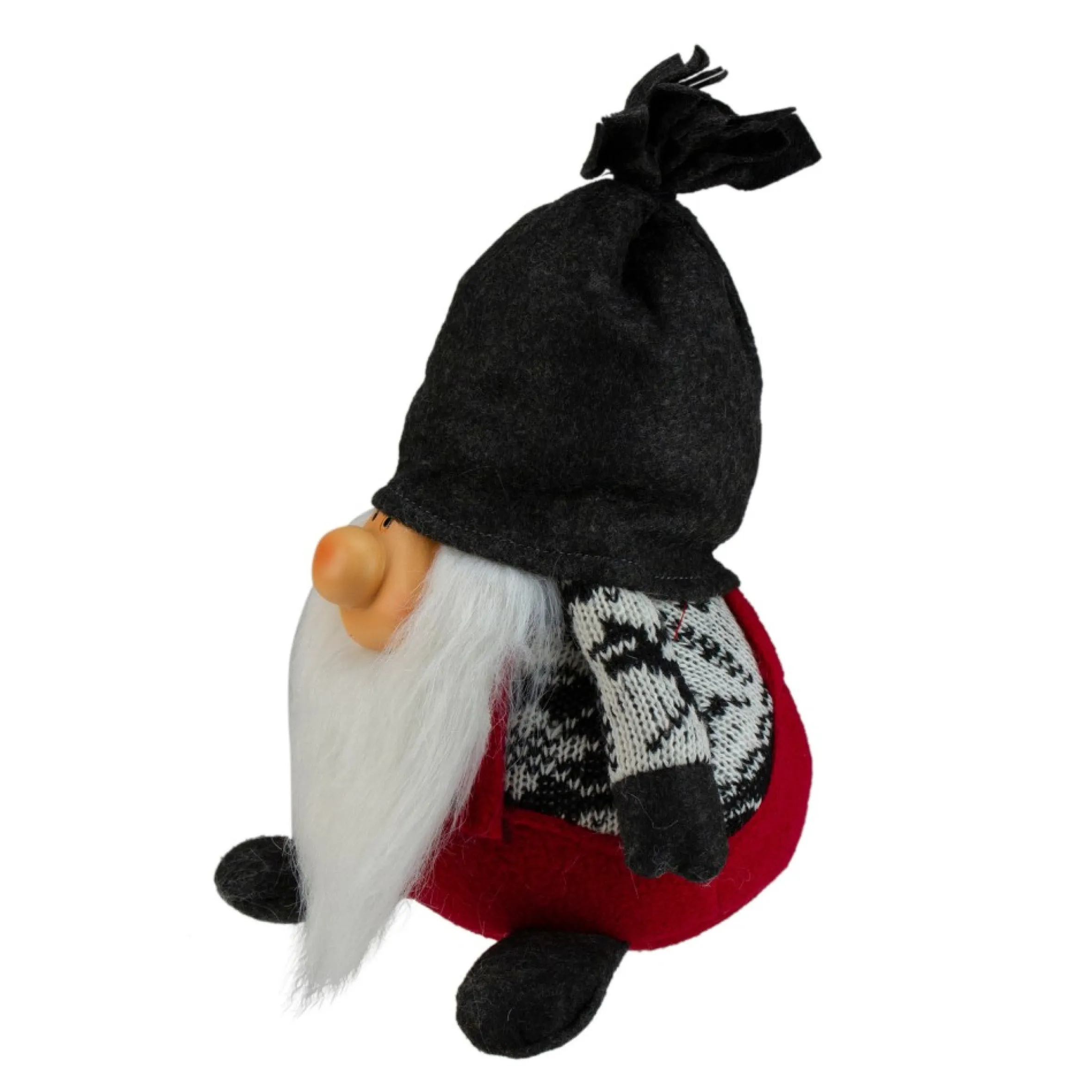 9.5" Charcoal Gray And Red Happy Smiling Gnome Christmas Tabletop Decor