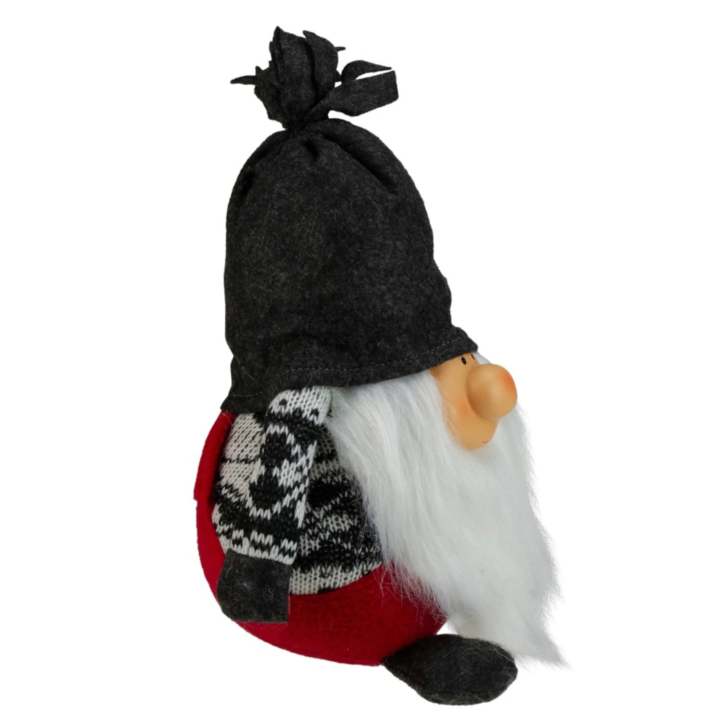 9.5" Charcoal Gray And Red Happy Smiling Gnome Christmas Tabletop Decor