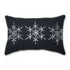 18.5" Charcoal Gray And White Embroidered Snowflakes Rectangular Throw Pillow