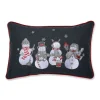 18.5" Charcoal Gray Embroidered Christmas Frosty And Friends Rectangular Throw Pillow