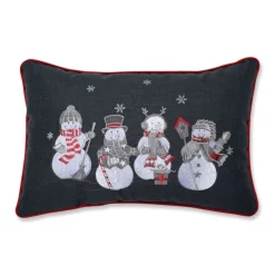 18.5" Charcoal Gray Embroidered Christmas Frosty And Friends Rectangular Throw Pillow