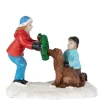 Children With Dog Christmas Village Scene