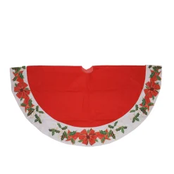 48" Christmas Traditions Red With White Mistletoe Border Christmas Tree Skirt