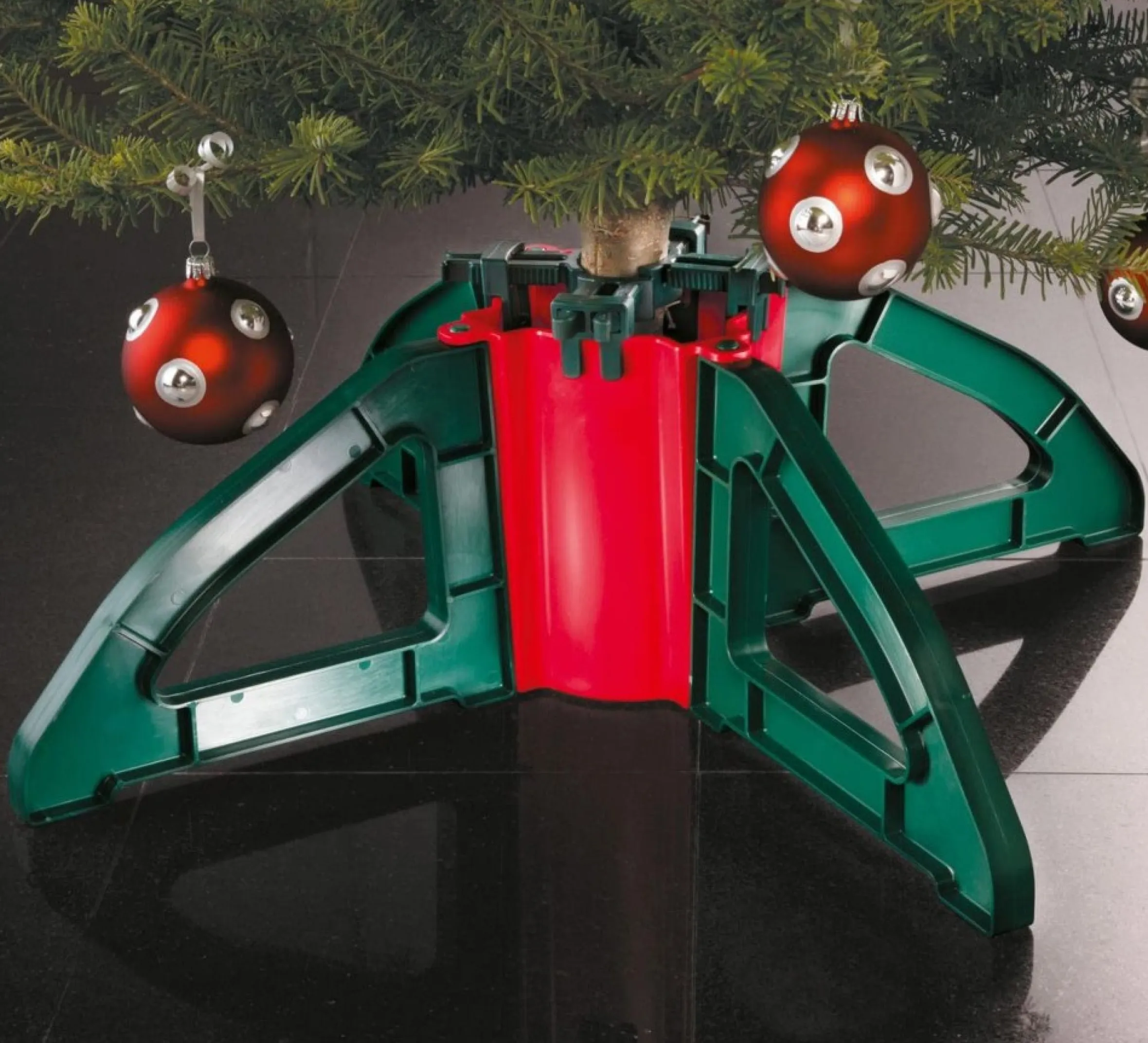 Christmas Tree Stand With Clamping System - For Real Live Trees Up To 10'