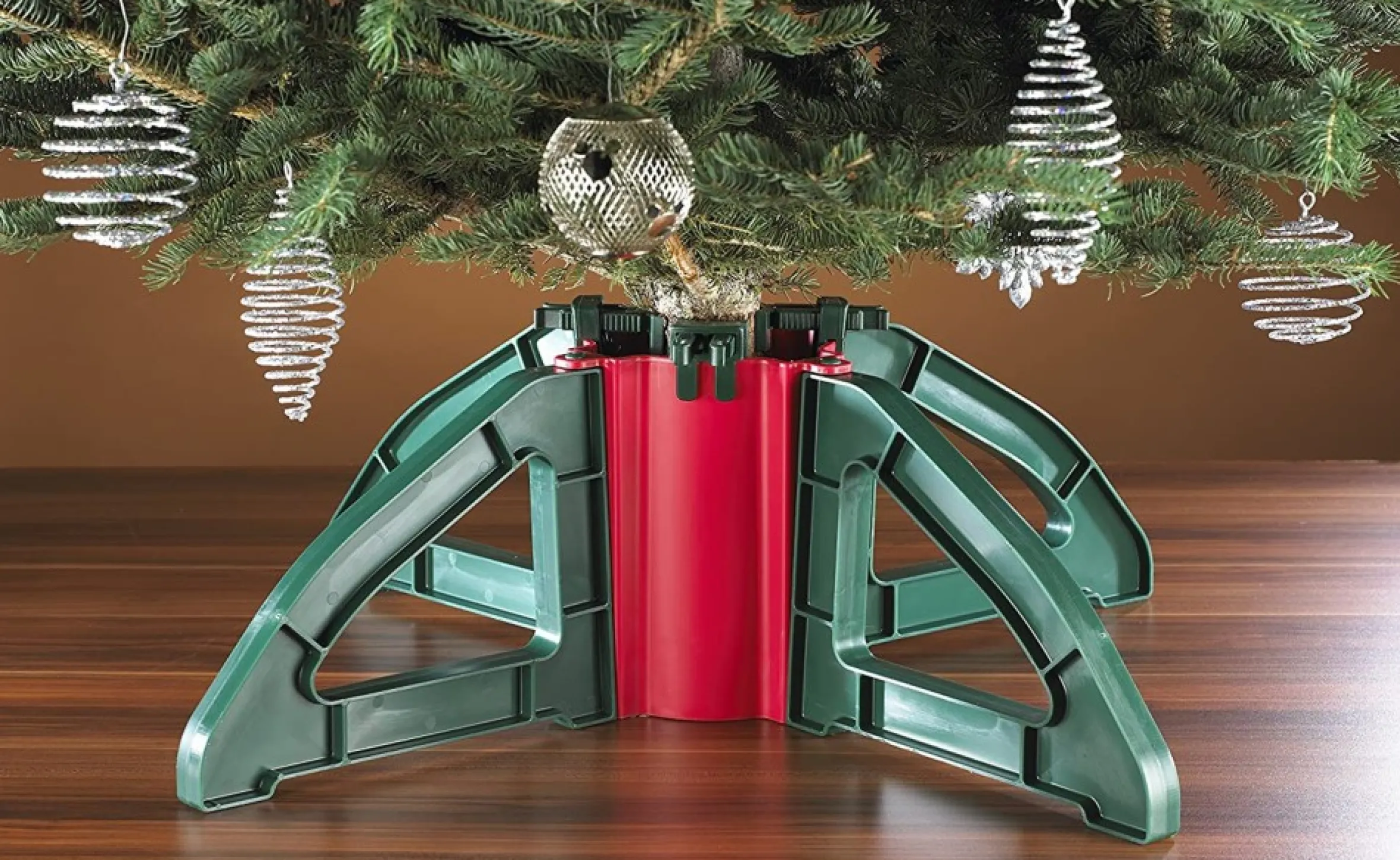 Christmas Tree Stand With Clamping System - For Real Live Trees Up To 10'