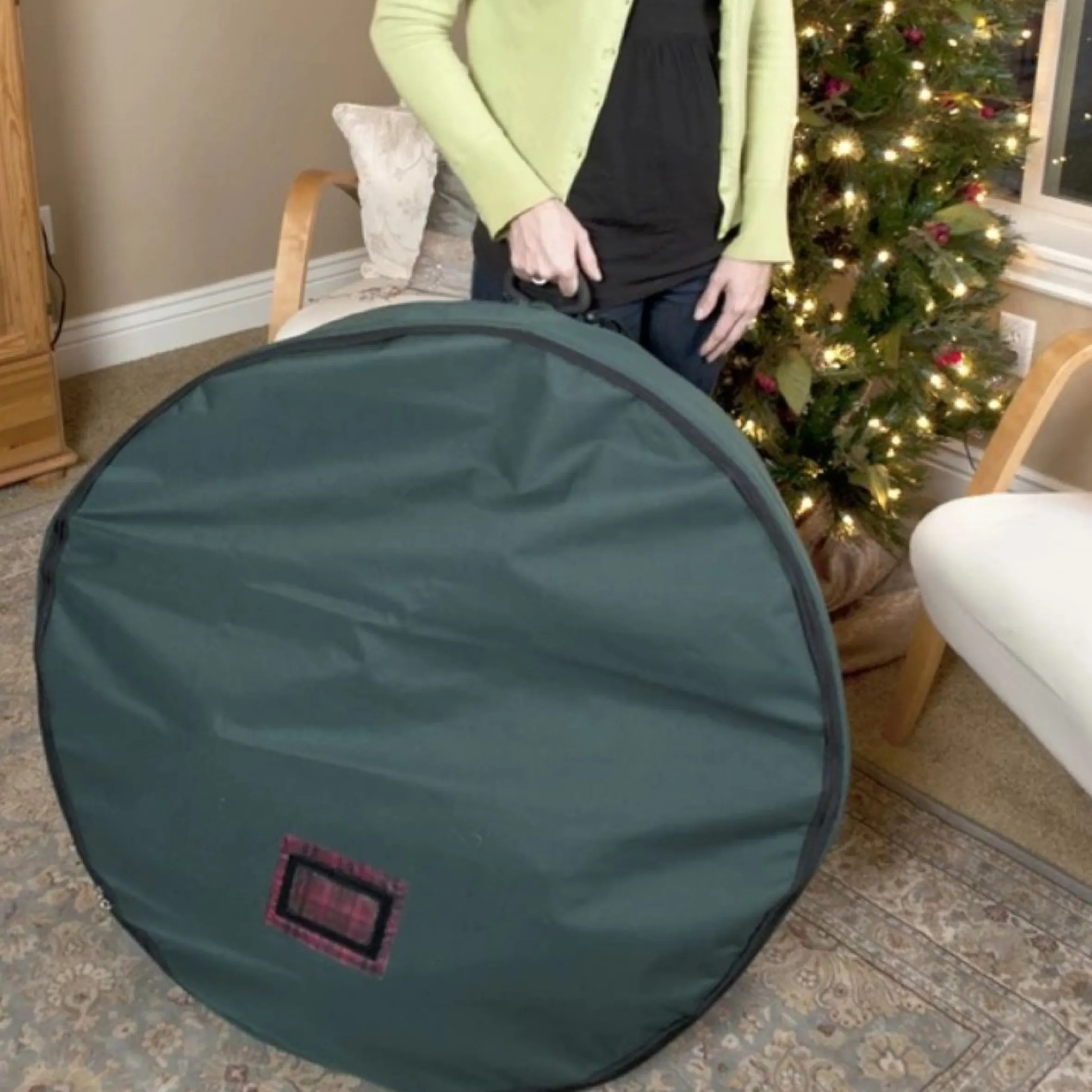 36" Christmas Wreath Protective Storage Bag With Removable Direct Suspend Handle