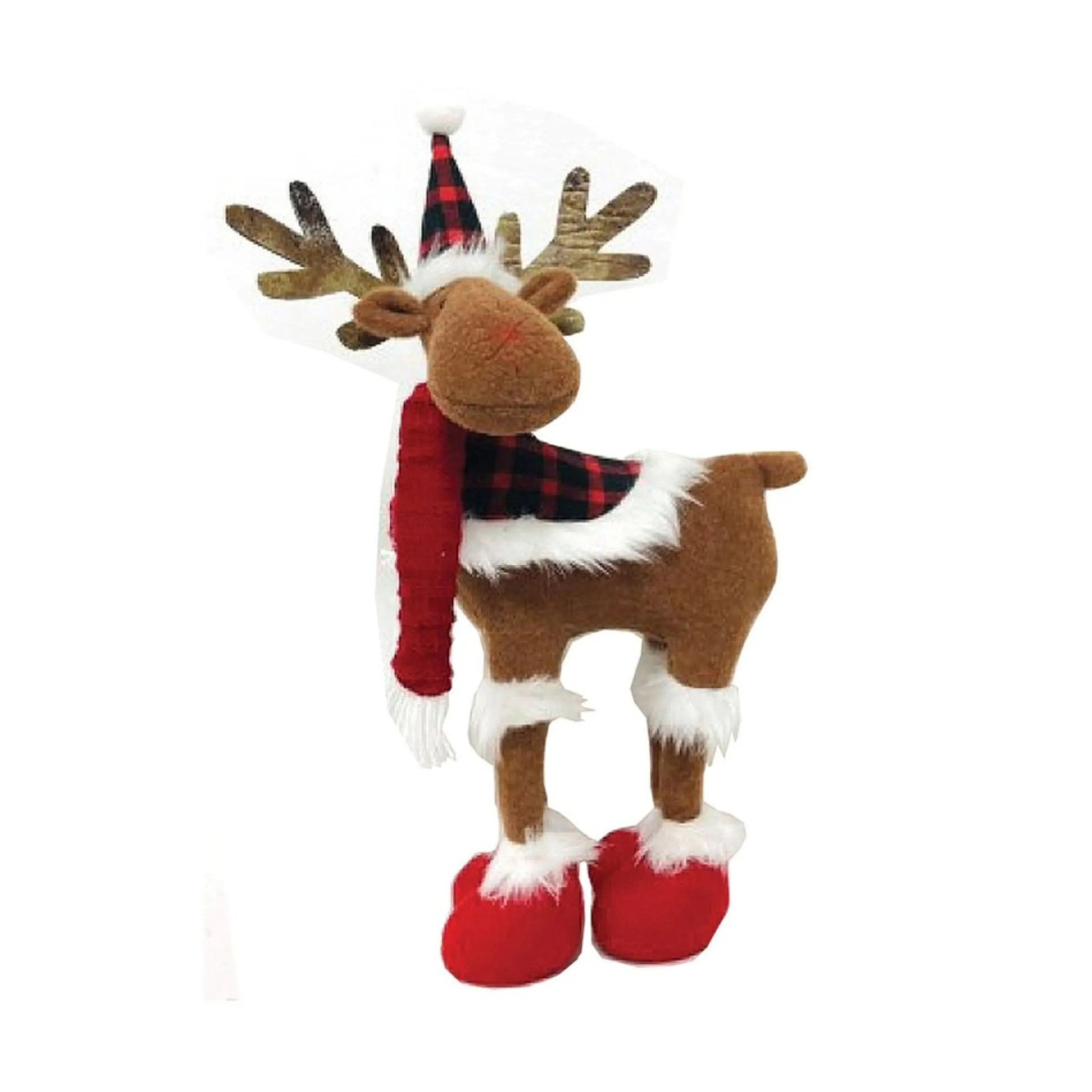 16" Classic Moose With Scarf And Booties Christmas Plush Figurine
