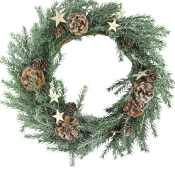 Classic Pine With Pine Cones And Stars Artificial Christmas Wreath, 13-Inch, Unlit