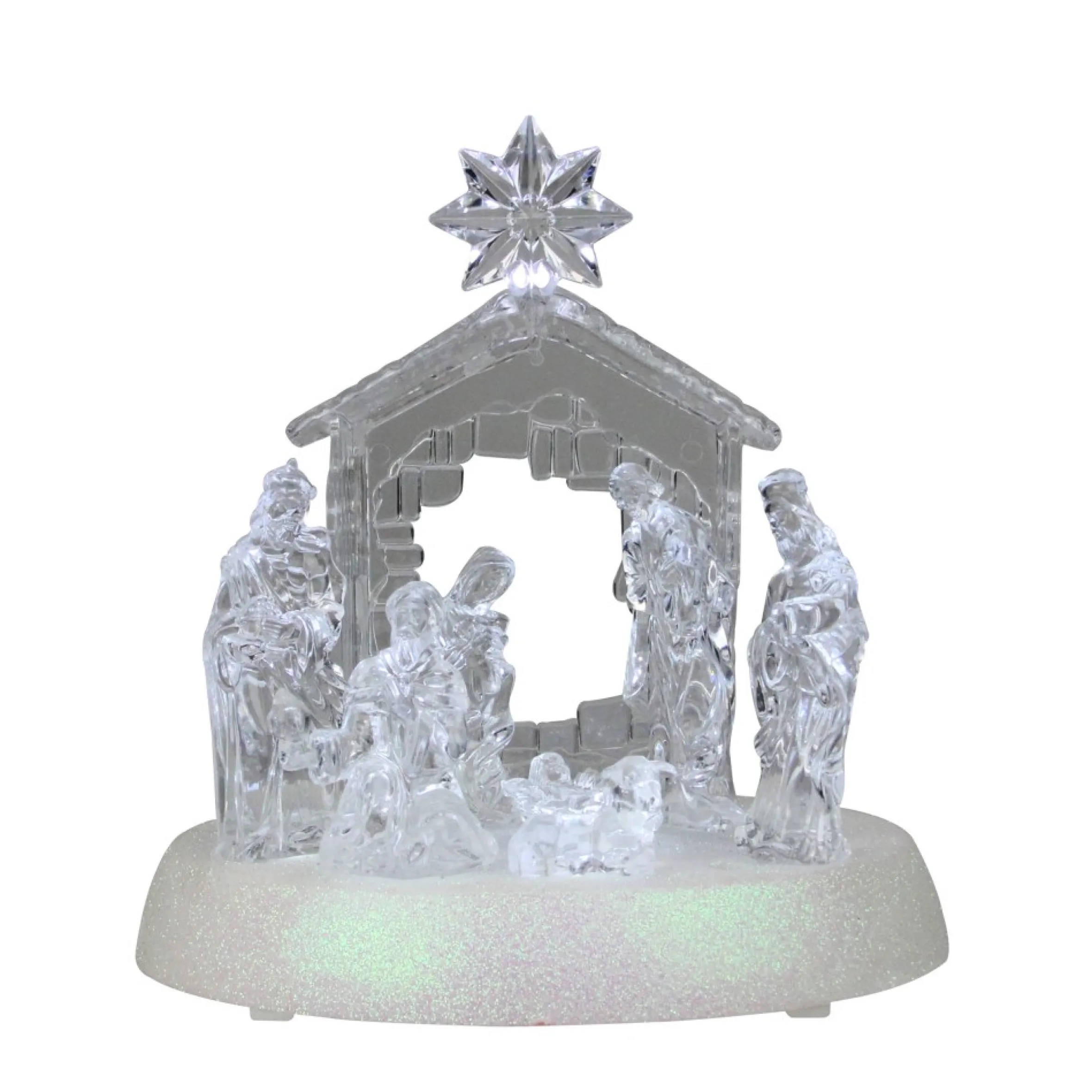 7.5" Clear Battery Operated Led Lighted Christmas Nativity Scene
