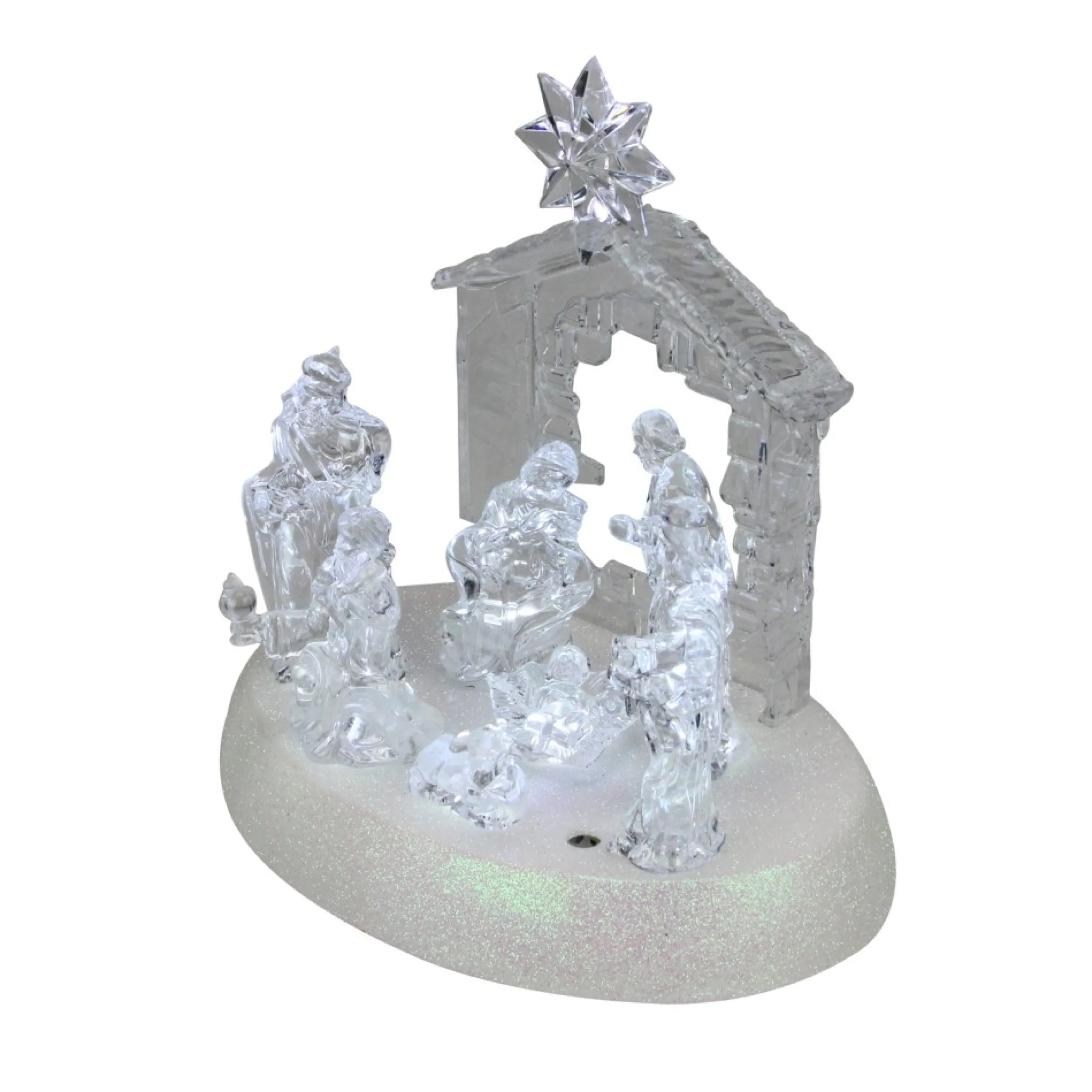 7.5" Clear Battery Operated Led Lighted Christmas Nativity Scene