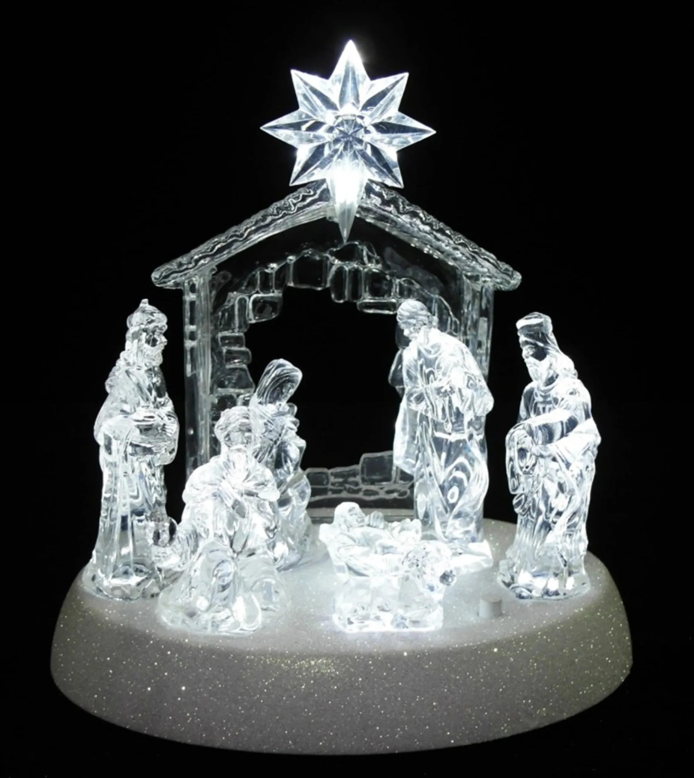 7.5" Clear Battery Operated Led Lighted Christmas Nativity Scene