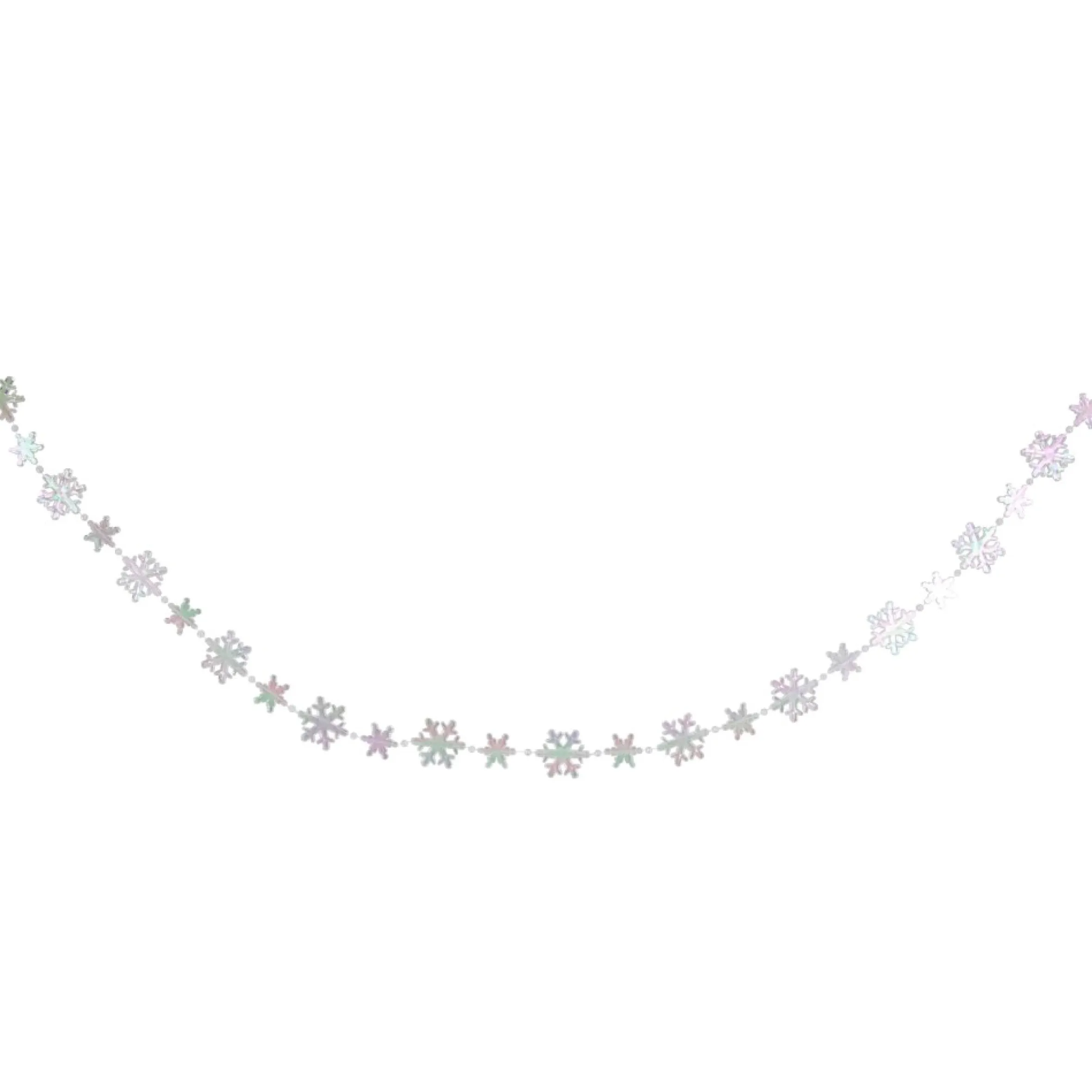 8' Clear Iridescent Snowflake Beaded Christmas Garland, Unlit
