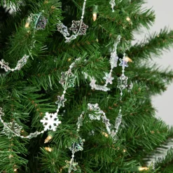 8' Clear Iridescent Snowflake Beaded Christmas Garland, Unlit