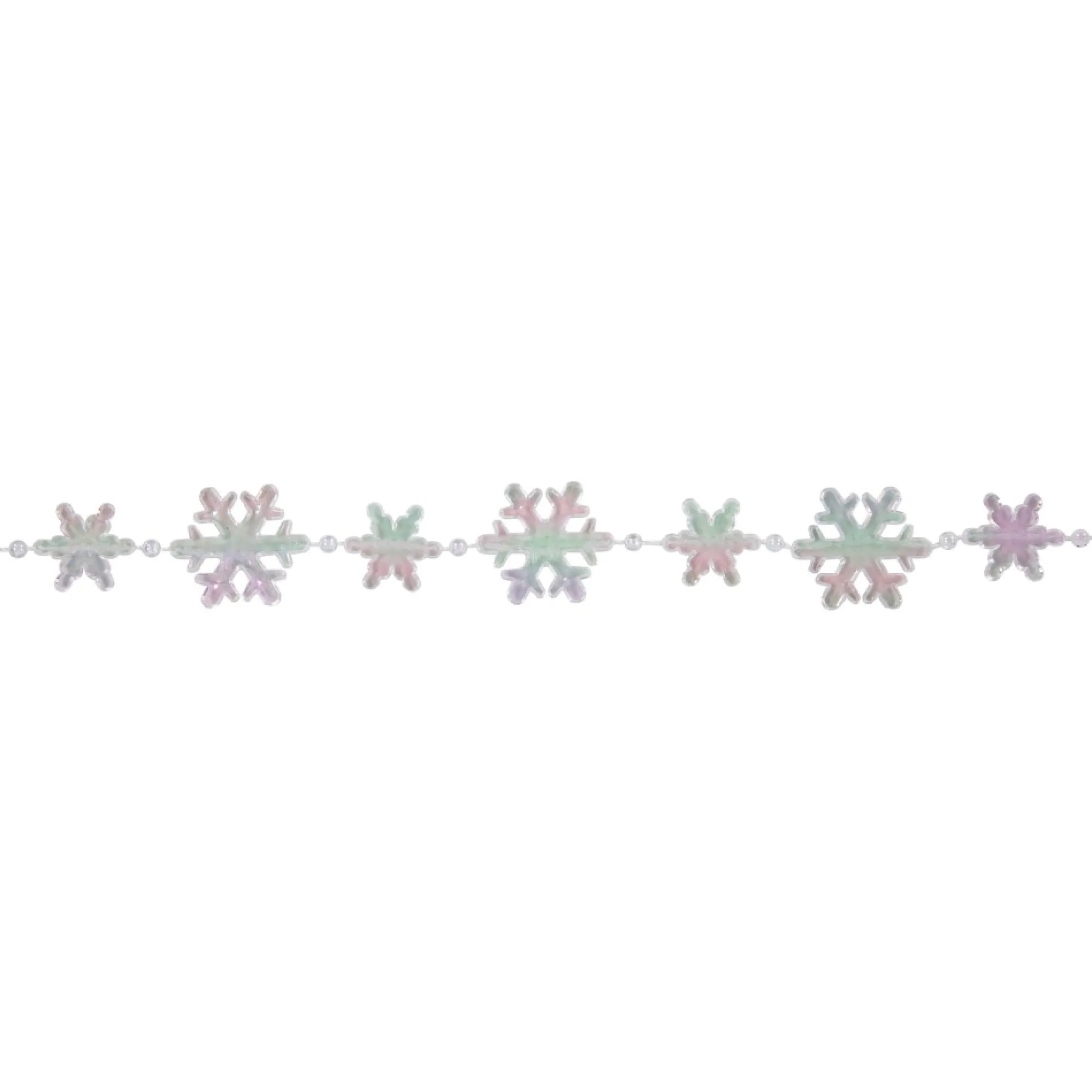 8' Clear Iridescent Snowflake Beaded Christmas Garland, Unlit