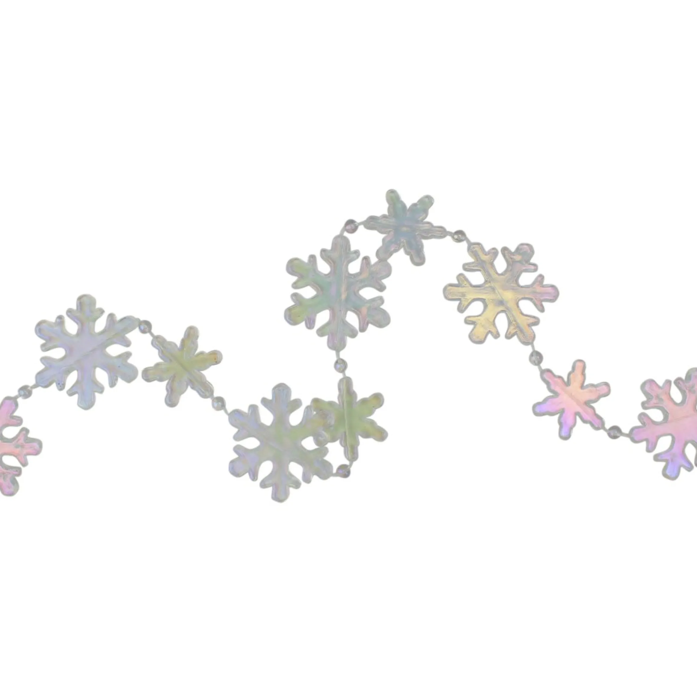 8' Clear Iridescent Snowflake Beaded Christmas Garland, Unlit