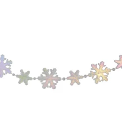 8' Clear Iridescent Snowflake Beaded Christmas Garland, Unlit