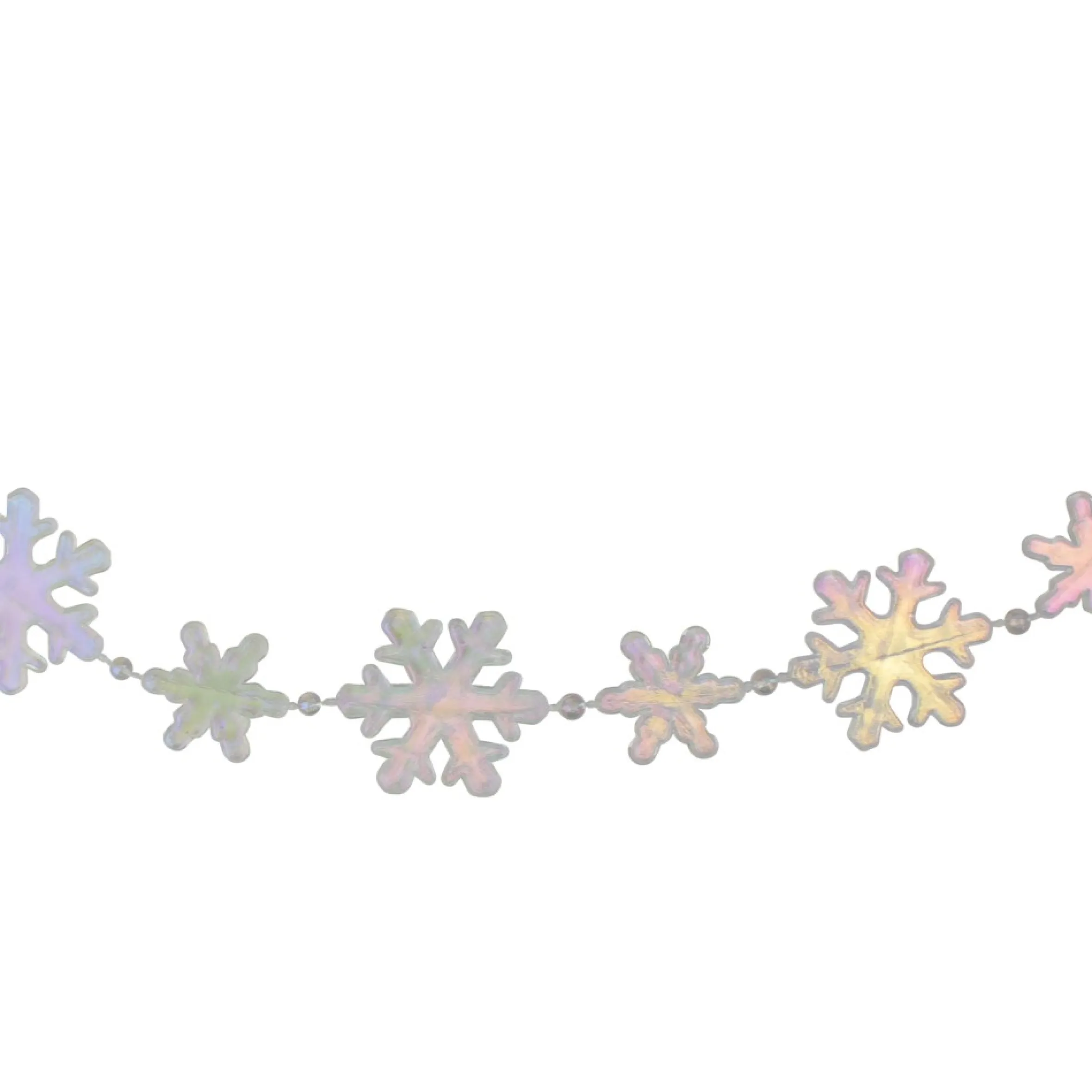 8' Clear Iridescent Snowflake Beaded Christmas Garland, Unlit