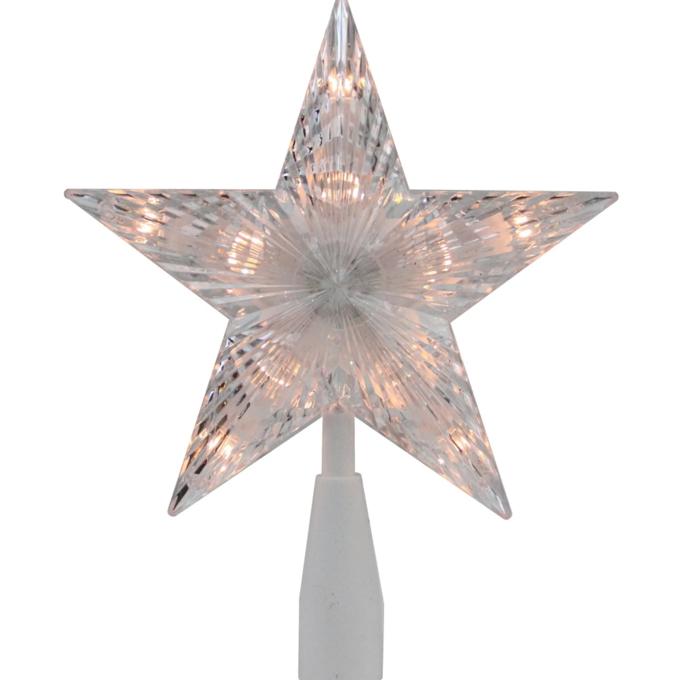 7.25" Clear 5-Point Star Traditional Christmas Tree Topper- Clear Lights