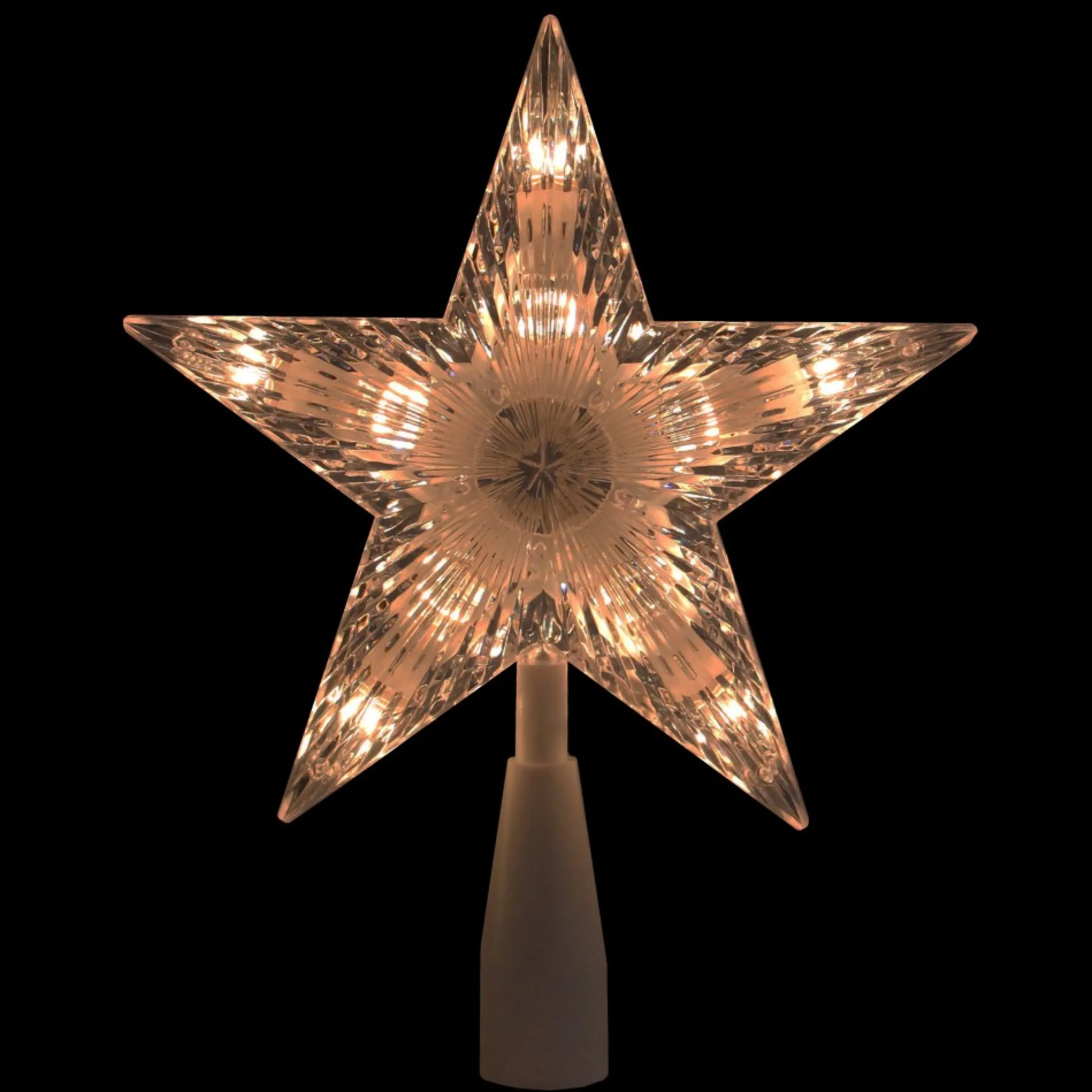 7.25" Clear 5-Point Star Traditional Christmas Tree Topper- Clear Lights